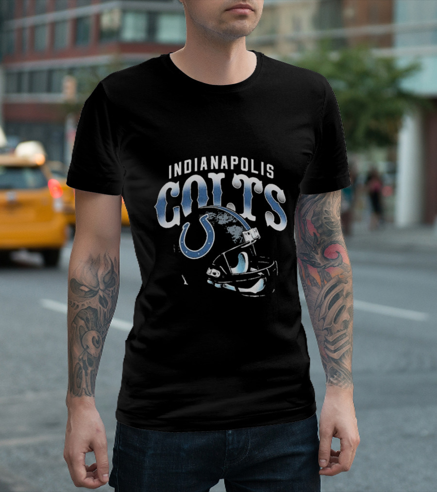 Indianapolis Colts Blue Gradient Football Helmet T-Shirt