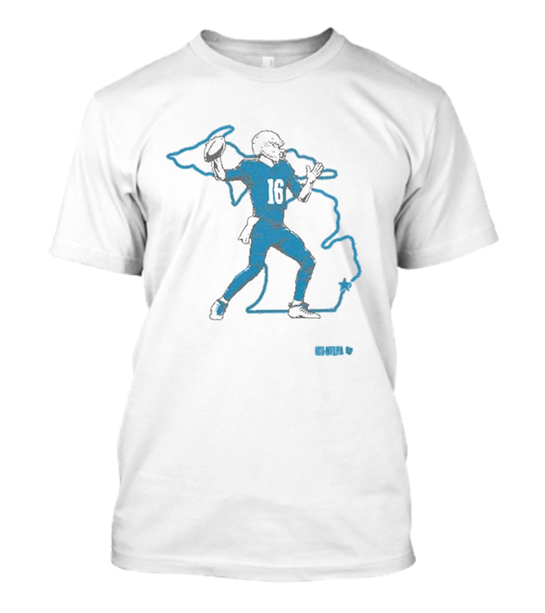 Jared Goff 16 Michigan Outline Football Star T-Shirt