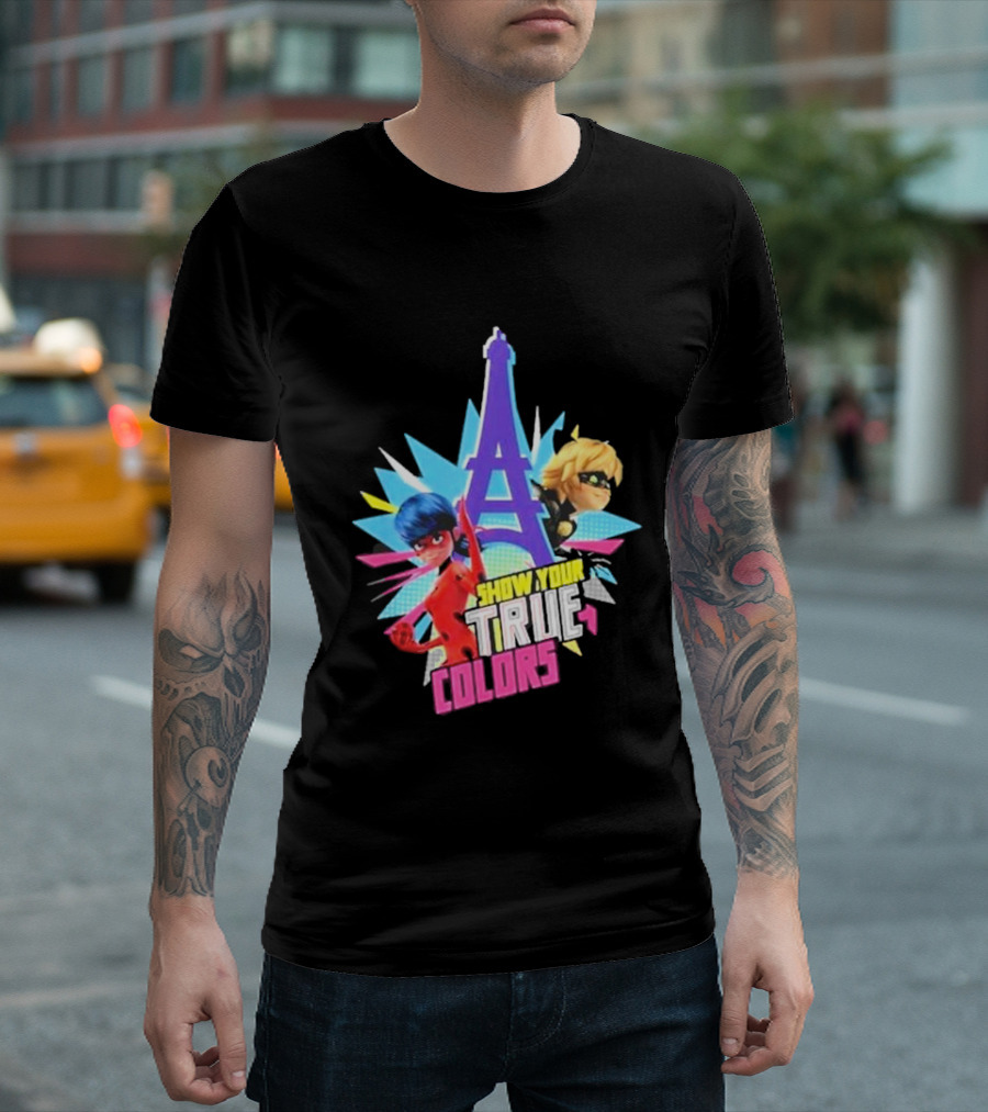 Miraculous Ladybug And Cat Noir Show Your True Colors Paris Eiffel Tower T-Shirt
