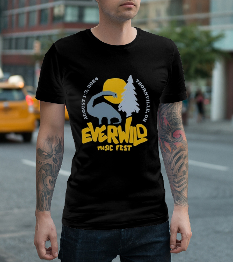 Everwild Music Fest Dinosaur August 1-3 2024 Thornville Ohio T-Shirt