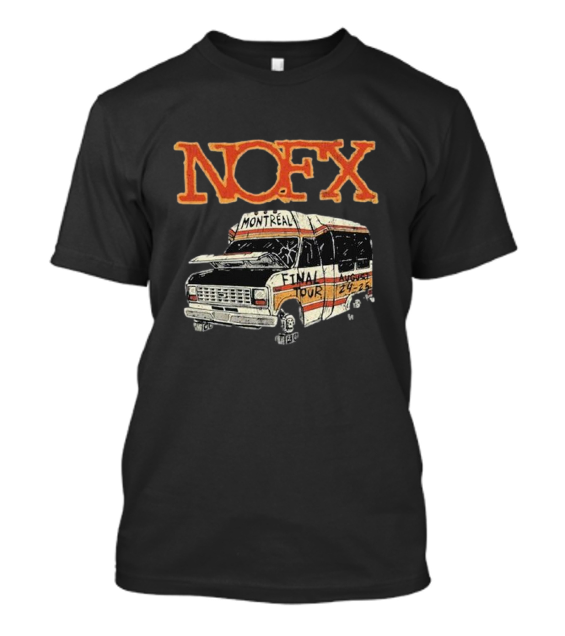 NOFX Final Tour August 24-25 2024 Parc Olympique Montreal QC Bus T-Shirt