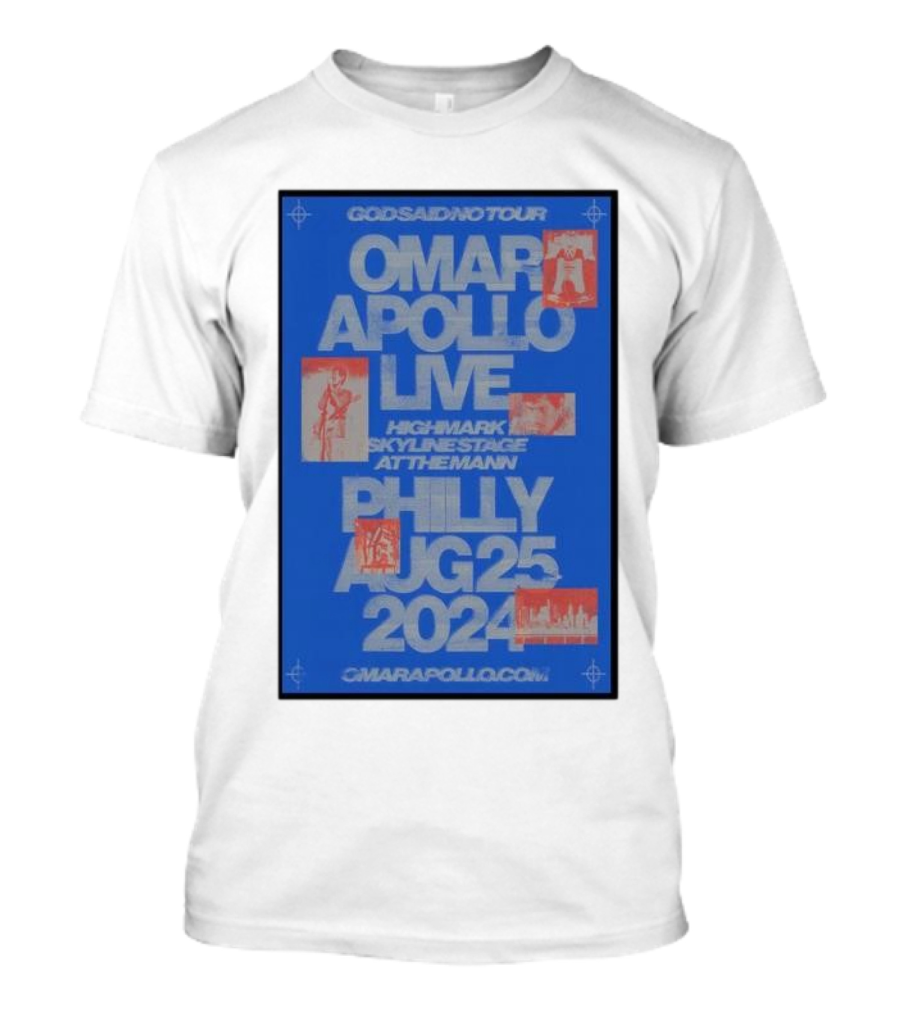 Omar Apollo Live Gods A Dios No Tour Philly August 25 2024 Highmark Skyline Stage At The Mann T-Shirt