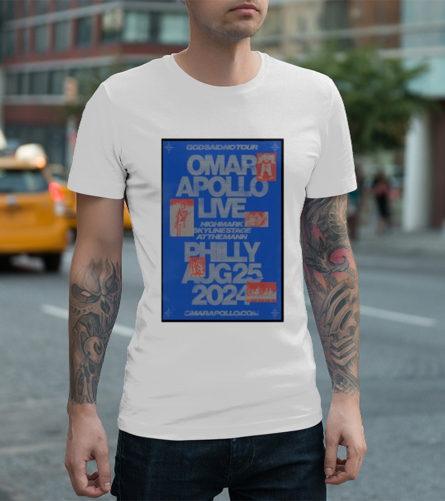 Omar Apollo Live Gods A Dios No Tour Philly August 25 2024 Highmark Skyline Stage At The Mann T-Shirt