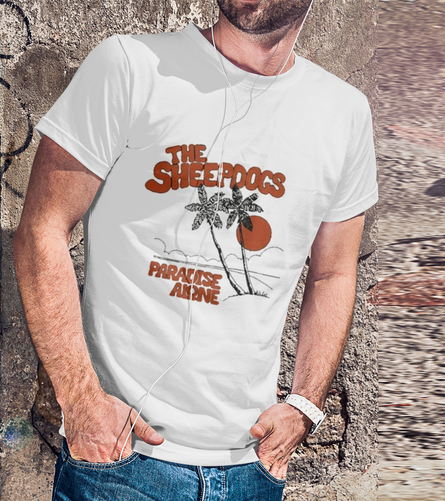 The Sheepdogs Paradise Alone Yellow Sunset Tropical Palms T-Shirt