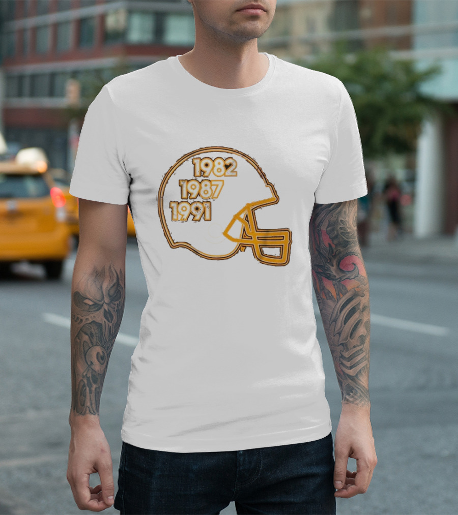 Washington Football Glory Years 1982 1987 1991 Helmet T-Shirt