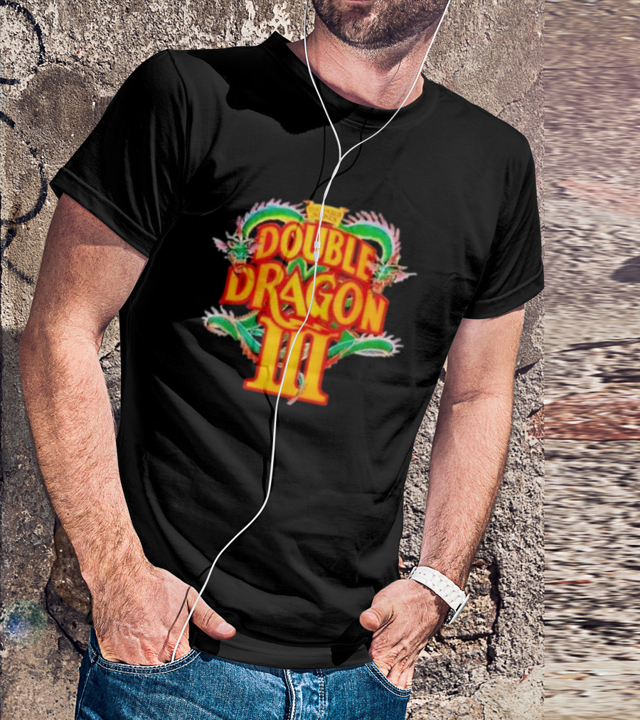 Double Dragon III Retro Video Game Arcade Logo Clash Of Dragons T-Shirt