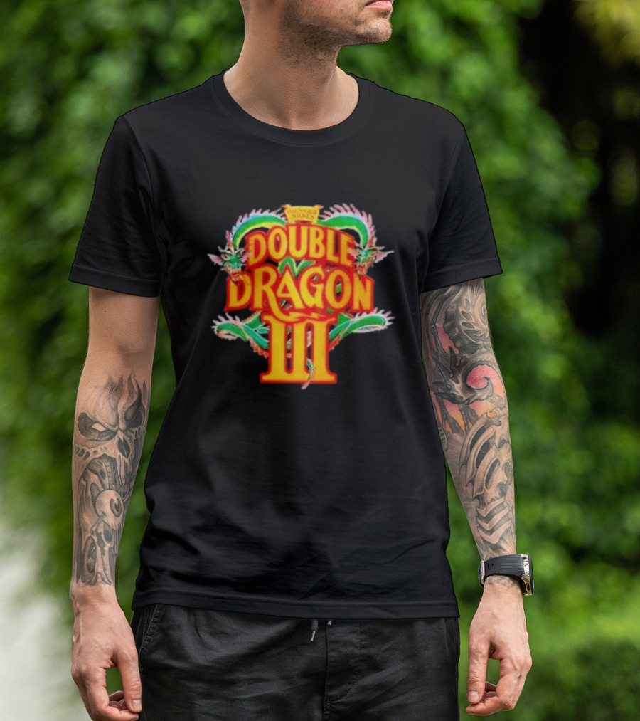 Double Dragon III Retro Video Game Arcade Logo Clash Of Dragons T-Shirt