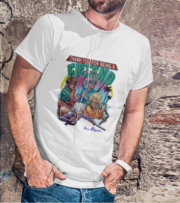 Thank You For Being A Friend Ninja Parody Music Vintage Style Characters T-Shirt