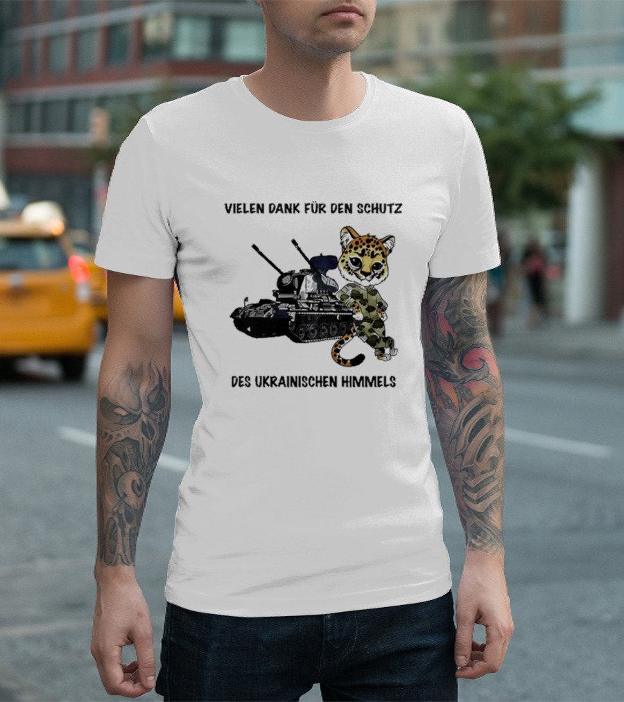 Vielen Dank Für Den Schutz Des Ukrainischen Himmels Panzer Leopard Camo T-Shirt