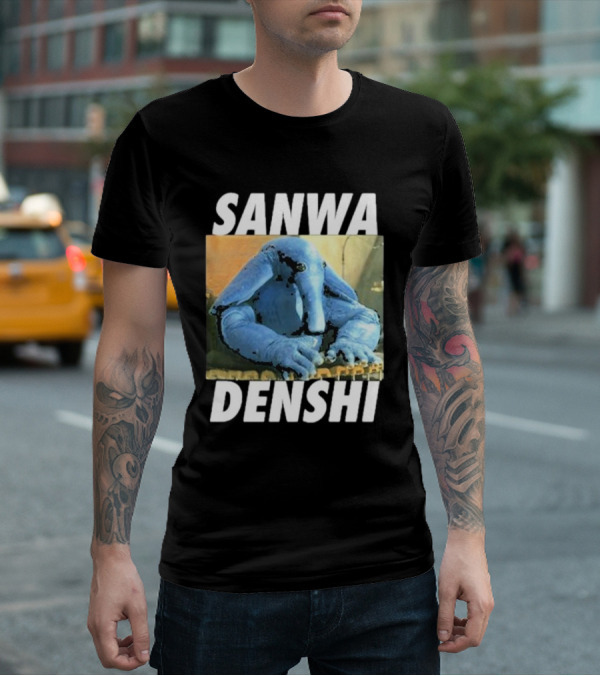 SANWA DENSHI Blue Elephant Playing Keyboards T-Shirt
