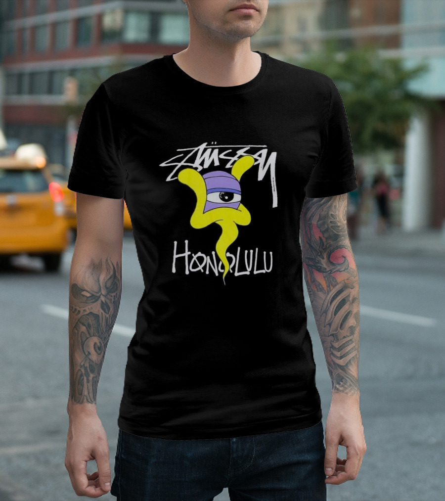 Stussy Honolulu Yellow Ghost Eye T-Shirt