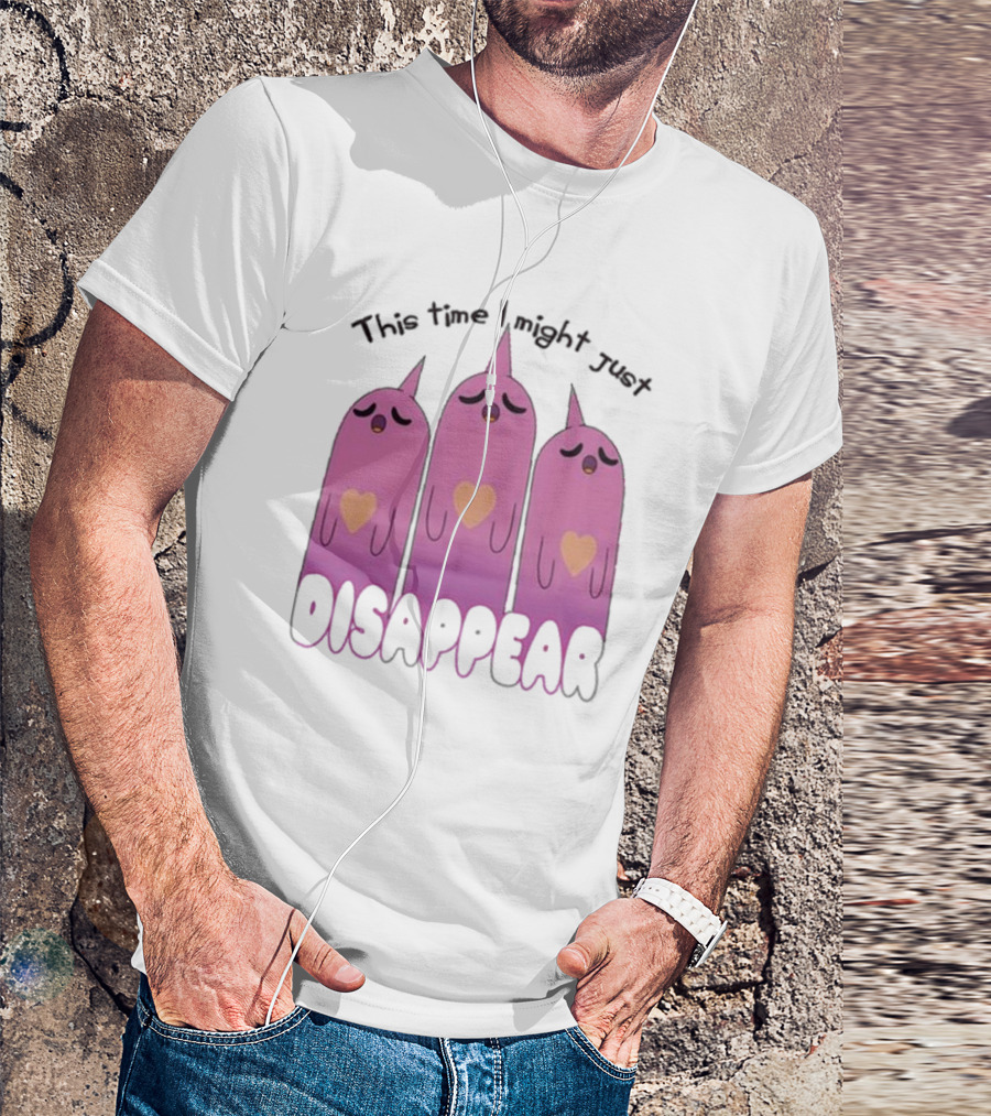 This Time I Might Just Disappear Pink Ghost Trio With Hearts T-Shirt