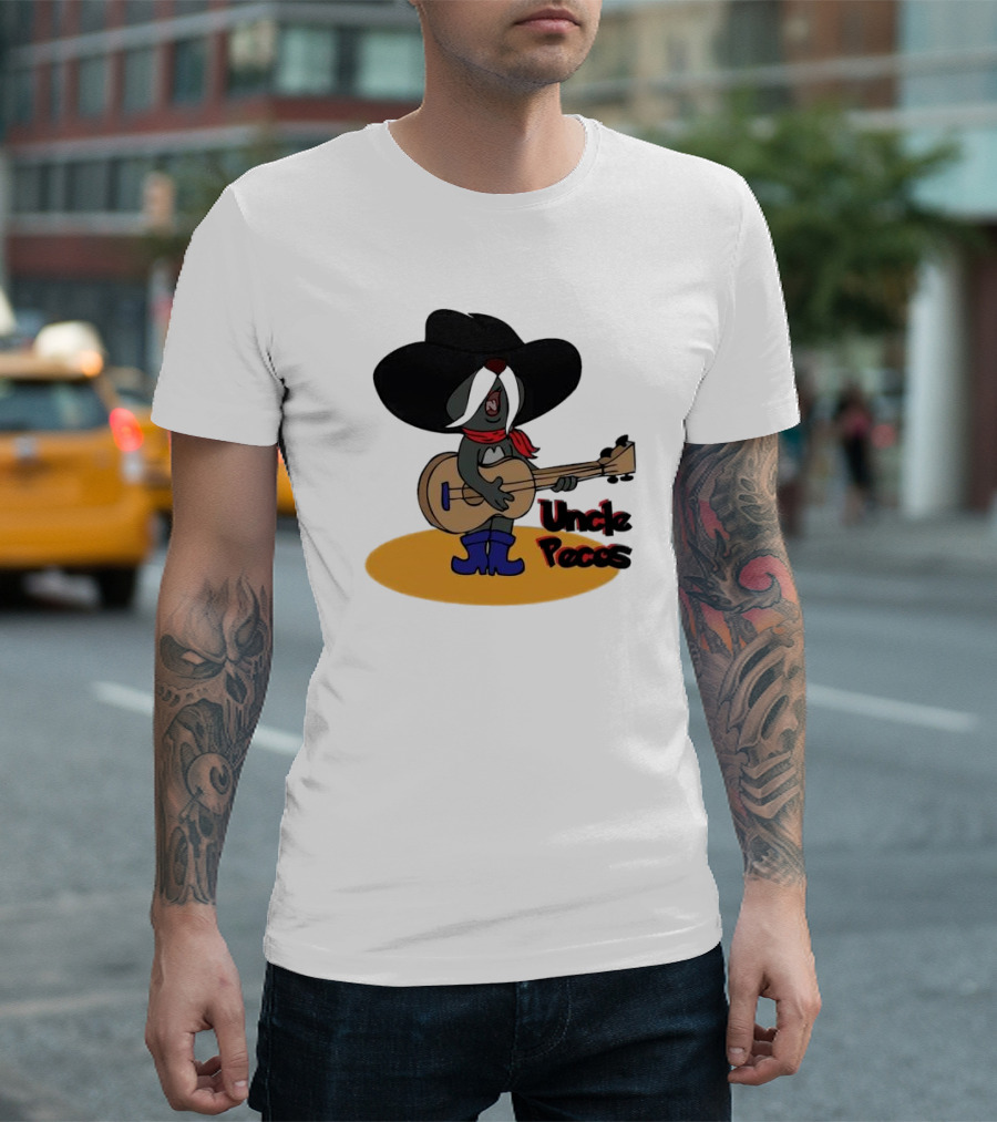 Tom And Jerry Uncle Pecos Playing Guitar With Big Black Hat And Red Scarf T-Shirt