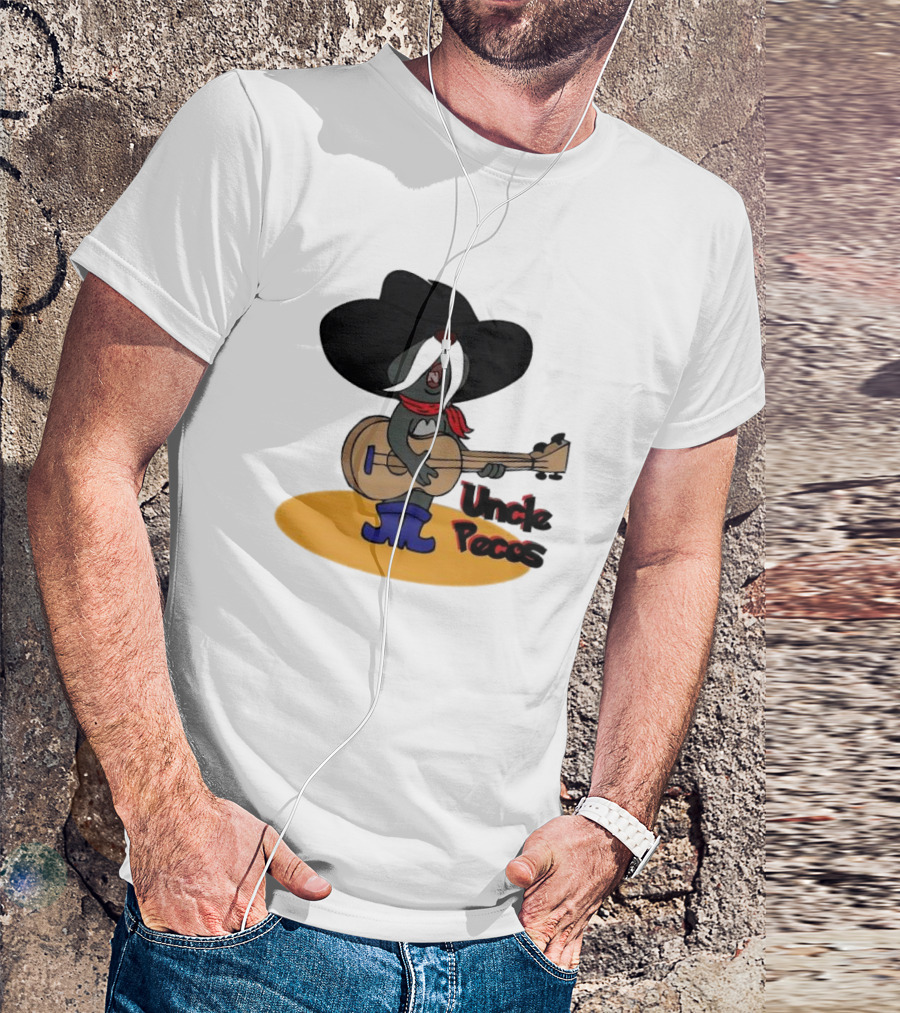 Tom And Jerry Uncle Pecos Playing Guitar With Big Black Hat And Red Scarf T-Shirt