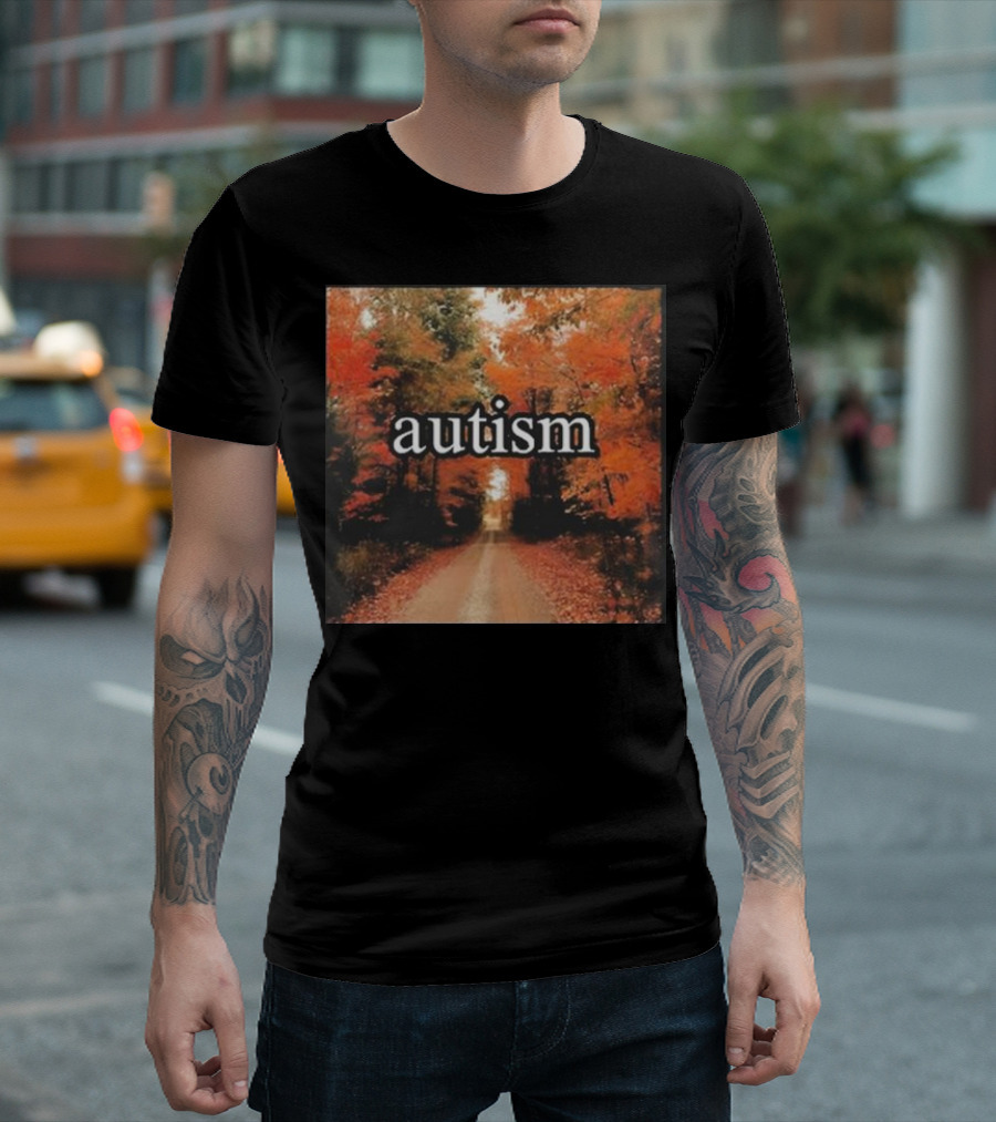 Autumn Pathway Celebration of Autism in Fall Foliage T-Shirt