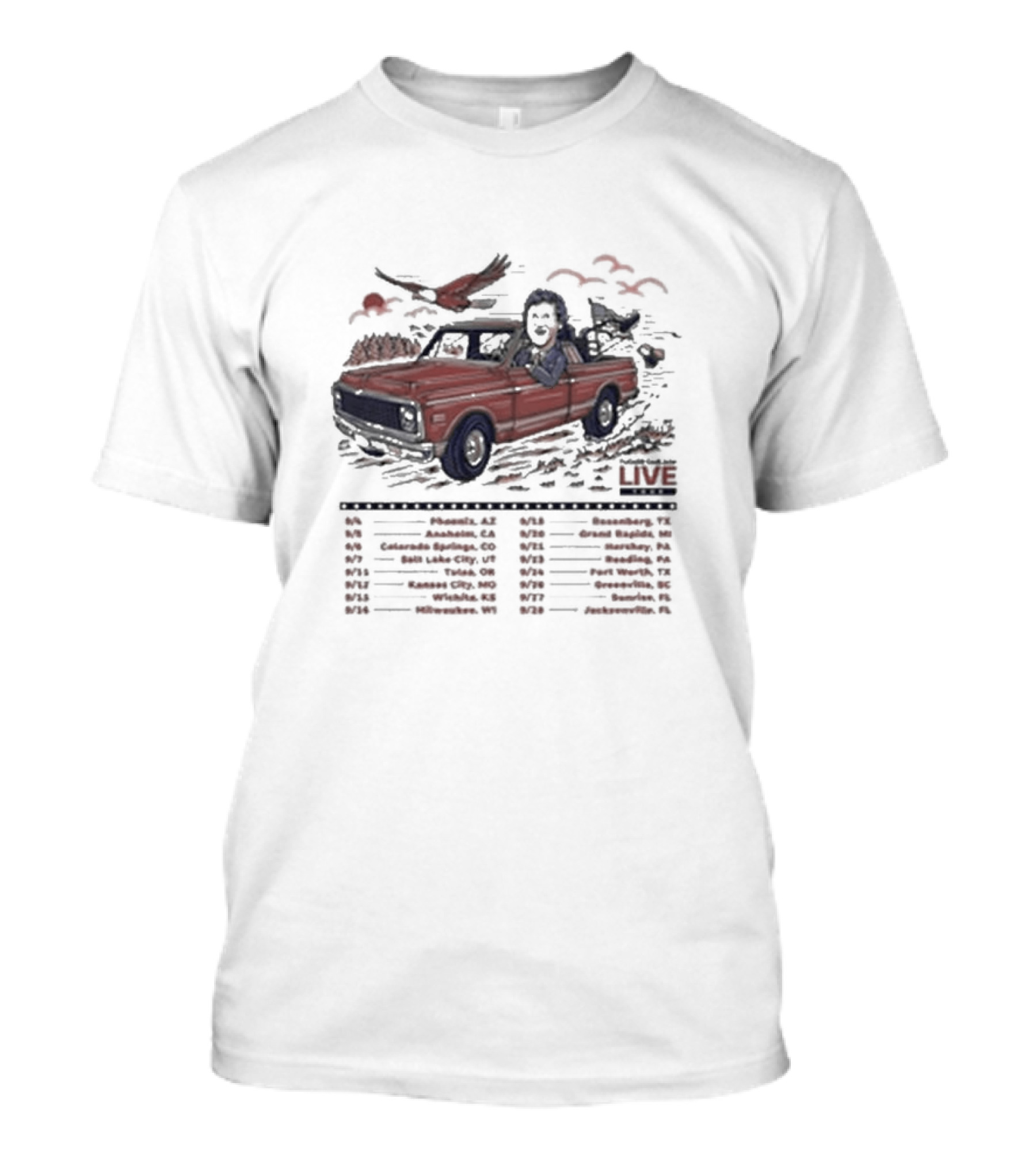 Old Row Tucker Carlson Live Tour Vintage Truck Faces Phoenix Austin Colorado Springs Salt Lake City Tulsa Kansas City Milwaukee Grand Rapids Reading Raleigh Fort Worth Jacksonville T-Shirt