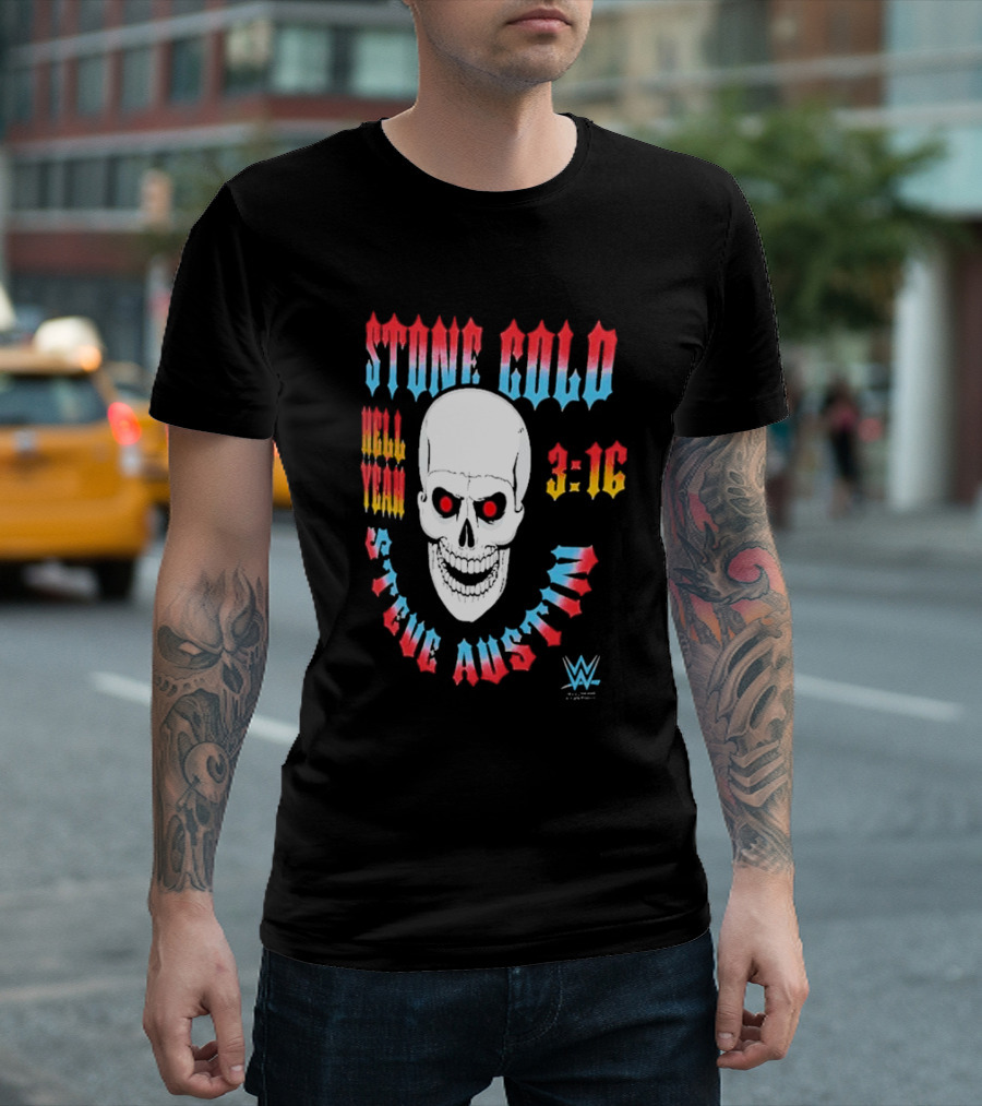 Stone Cold Steve Austin 3 16 Hell Yeah WWE Skull T-Shirt