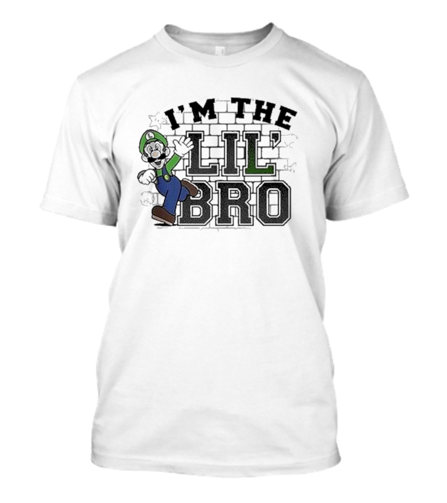 Super Mario Luigi I’m The Lil’ Bro Action Pose Dark T-Shirt