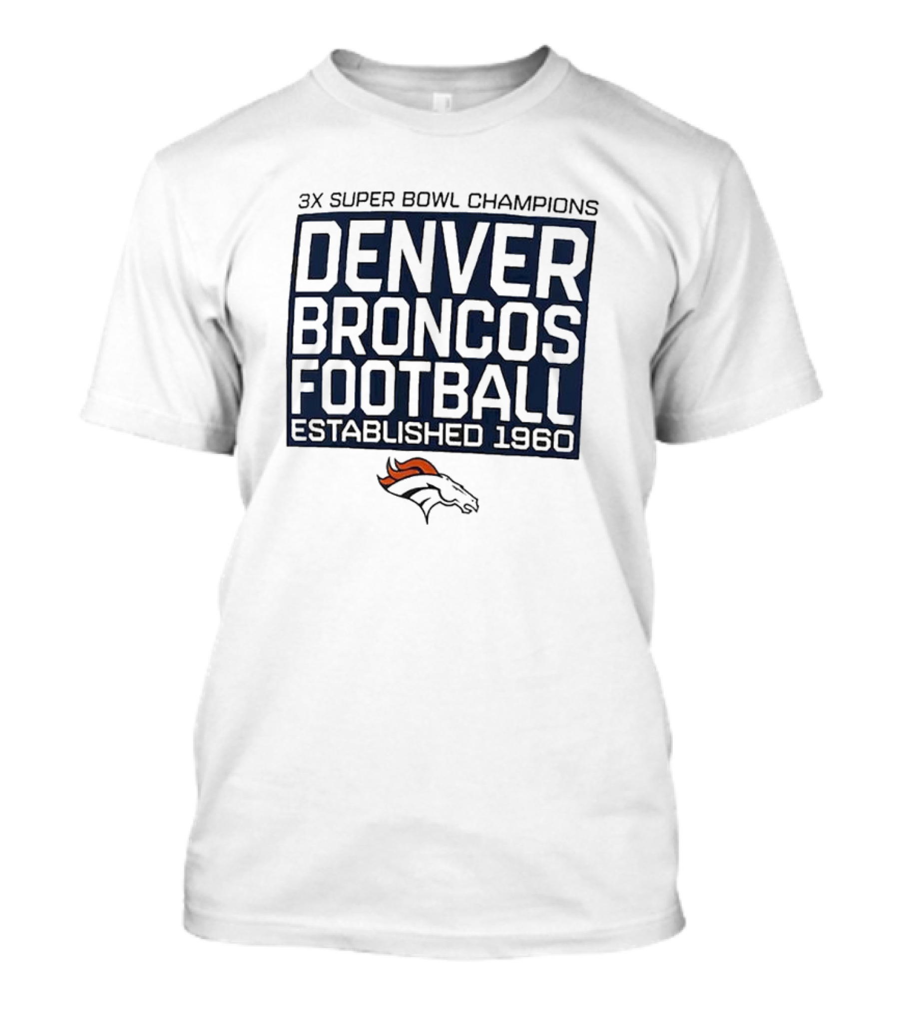 3X Super Bowl Champions Denver Broncos Football Established 1960 T-Shirt