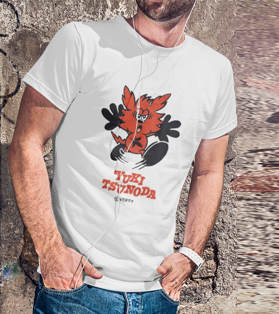 Yuki Tsunoda × Verdy Collaboration Black Tee With Red Cartoon Character T-Shirt