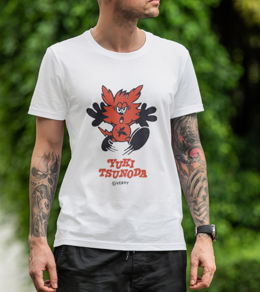 Yuki Tsunoda × Verdy Collaboration Black Tee With Red Cartoon Character T-Shirt