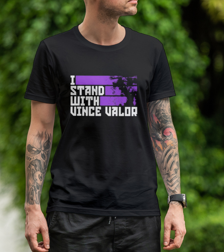 I Stand With Vince Valor Purple Distressed Flag T-Shirt