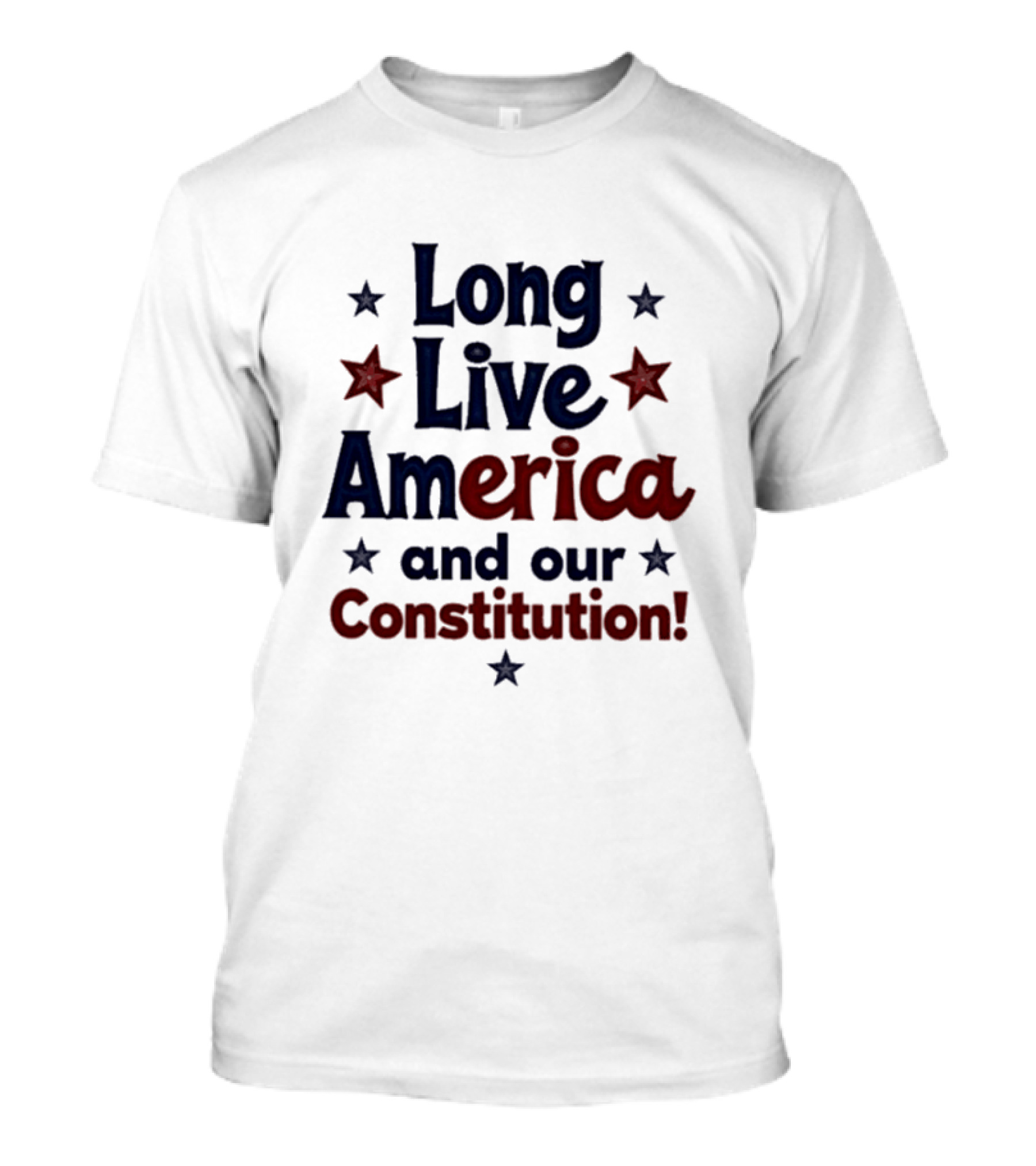 Long Live America And Our Constitution With Red And Blue Stars T-Shirt