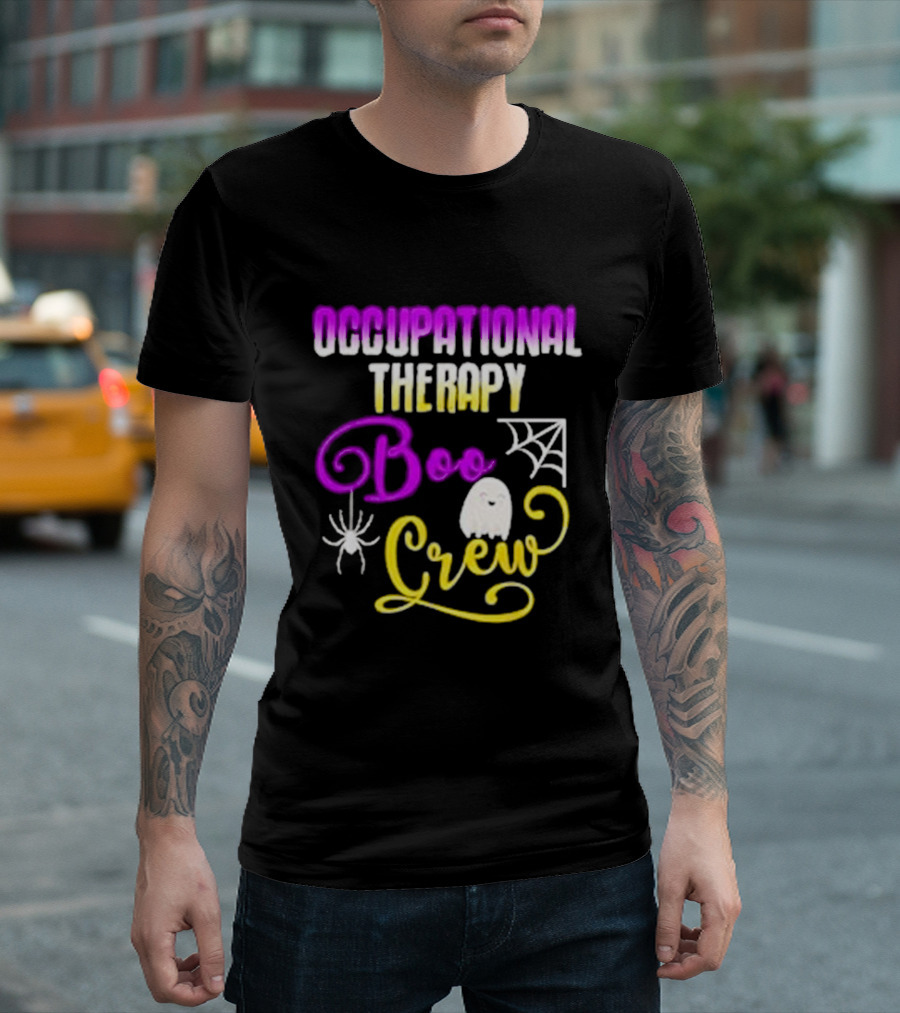 Occupational Therapy Boo Crew Halloween Spider Web Ghost T-Shirt