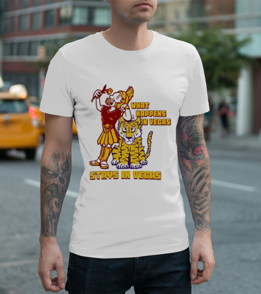 What Happens In Vegas Stays In Vegas Roman Gladiator Tiger T-Shirt