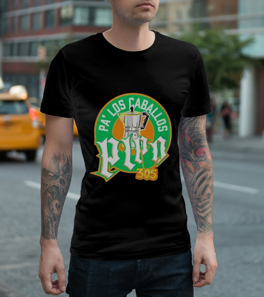 Lebatardaf Pipo Cafecito Pa’ Los Caballos 305 Moka Pot Logo Iconic Miami Culture T-Shirt