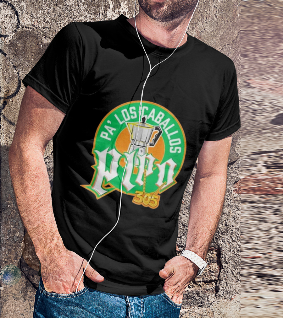 Lebatardaf Pipo Cafecito Pa’ Los Caballos 305 Moka Pot Logo Iconic Miami Culture T-Shirt