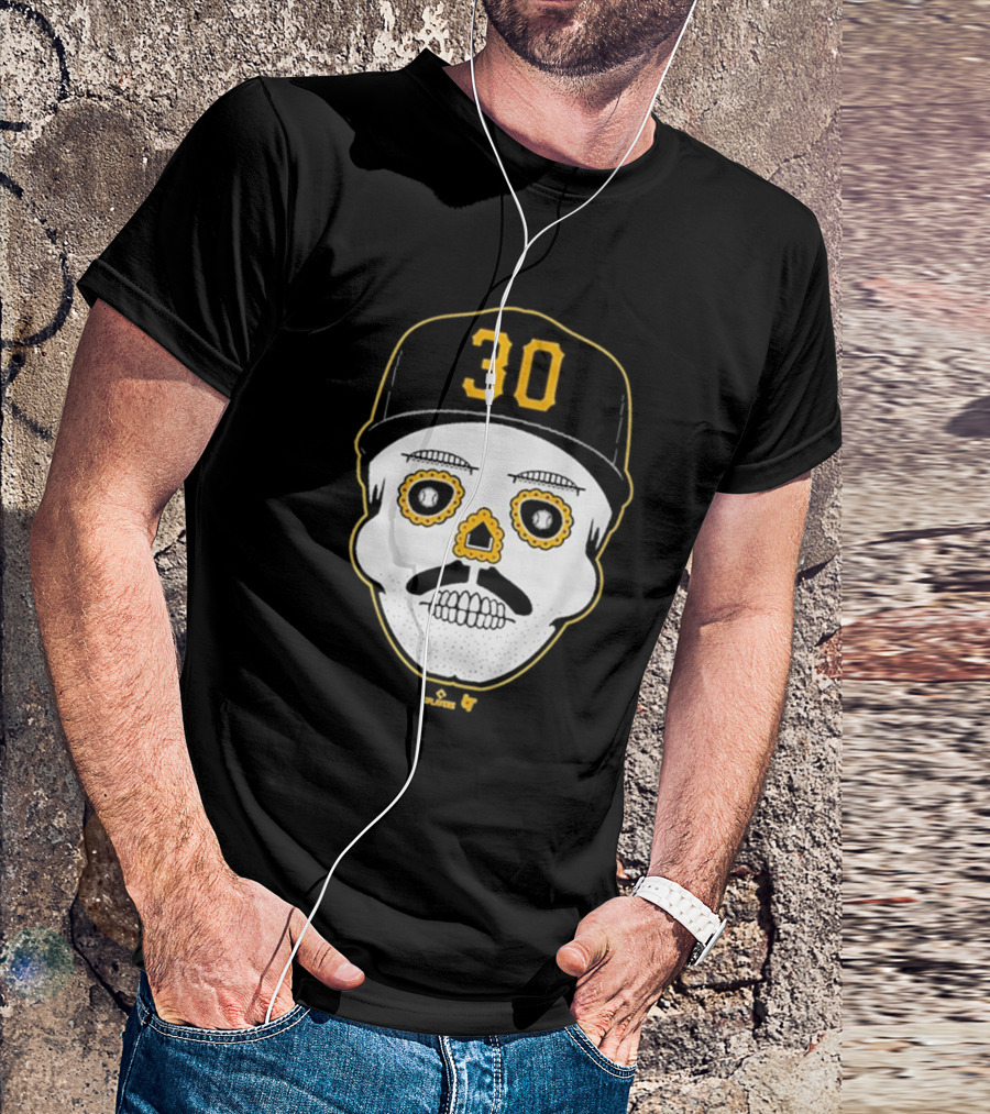 Paul Skenes Sugar Skull 30 Cap Black And Yellow T-Shirt