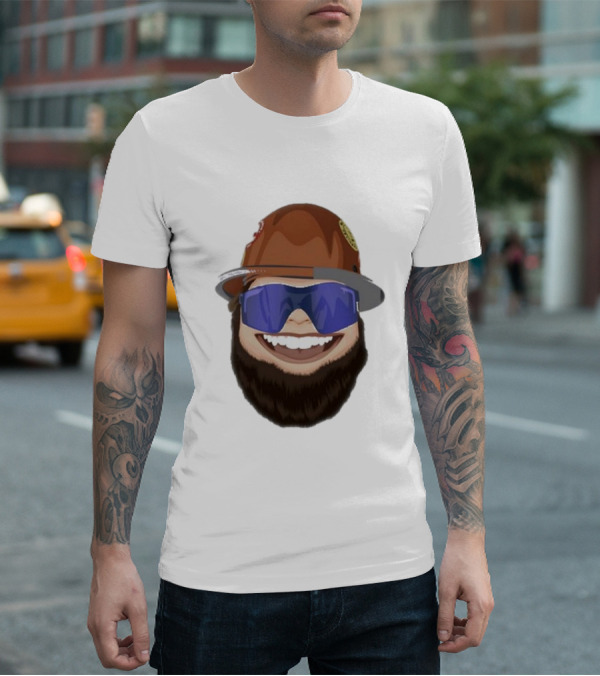 Ricky And The Boss Bearded Smiling Face With Sunglasses And Hard Hat T-Shirt