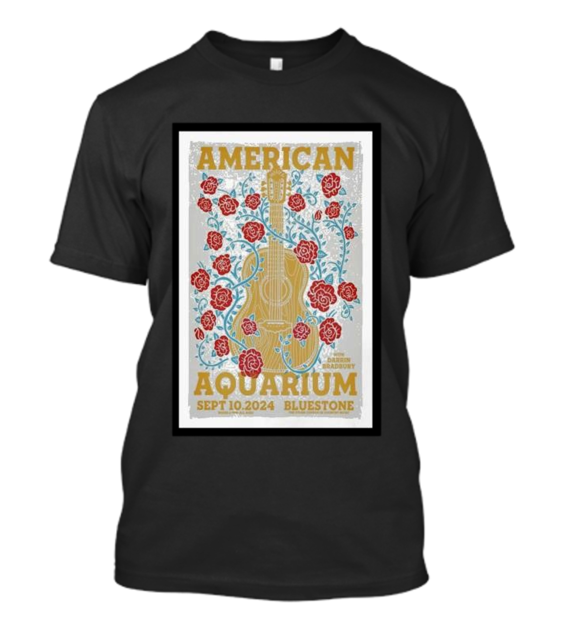American Aquarium September 10 2024 Bluestone Columbus OH Guitar Rose T-Shirt