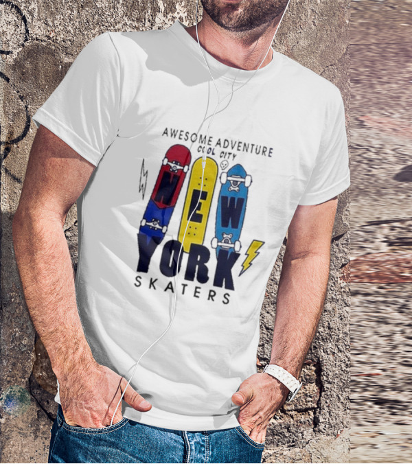 Awesome Adventure New York Skaters Cool City Lightning T-Shirt