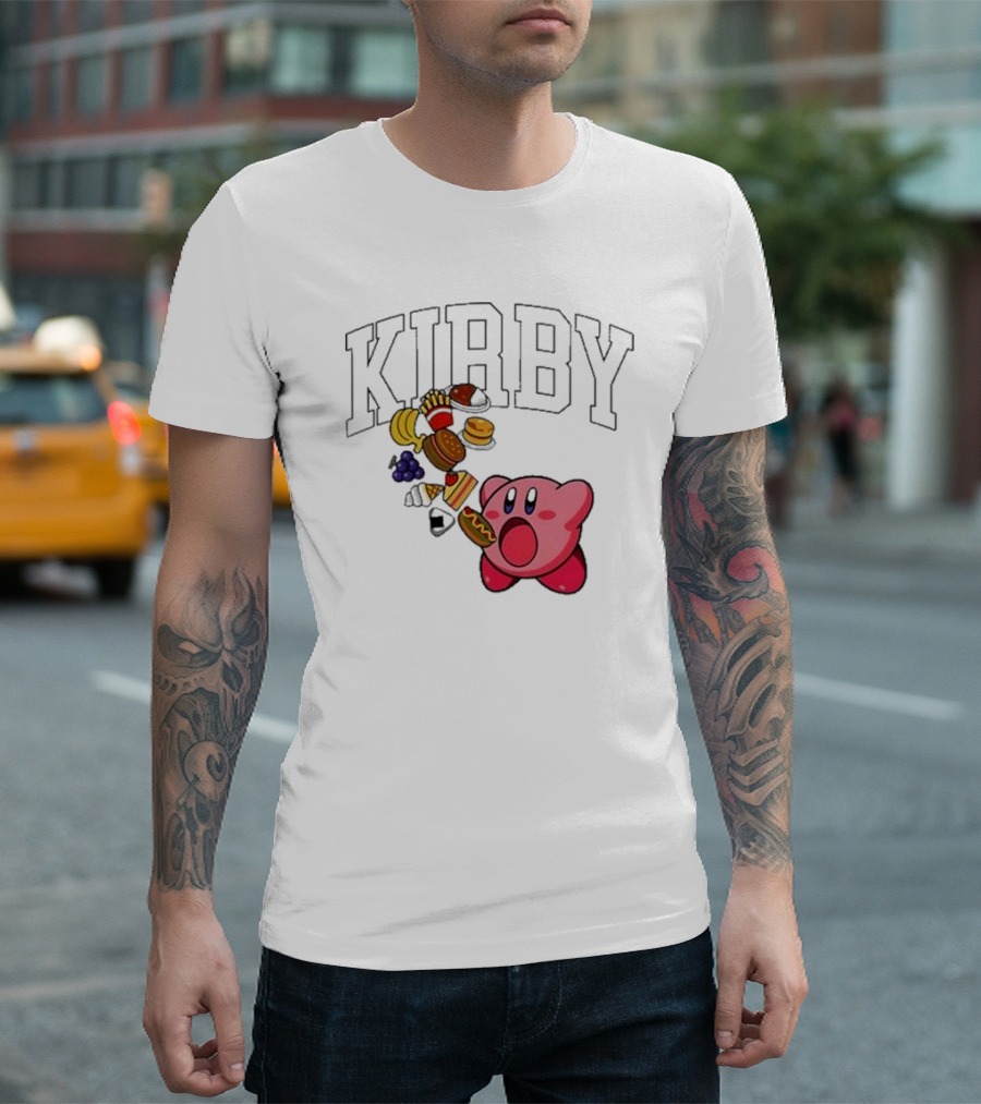 Kirby Eating Burgers and Food Explosion T-Shirt