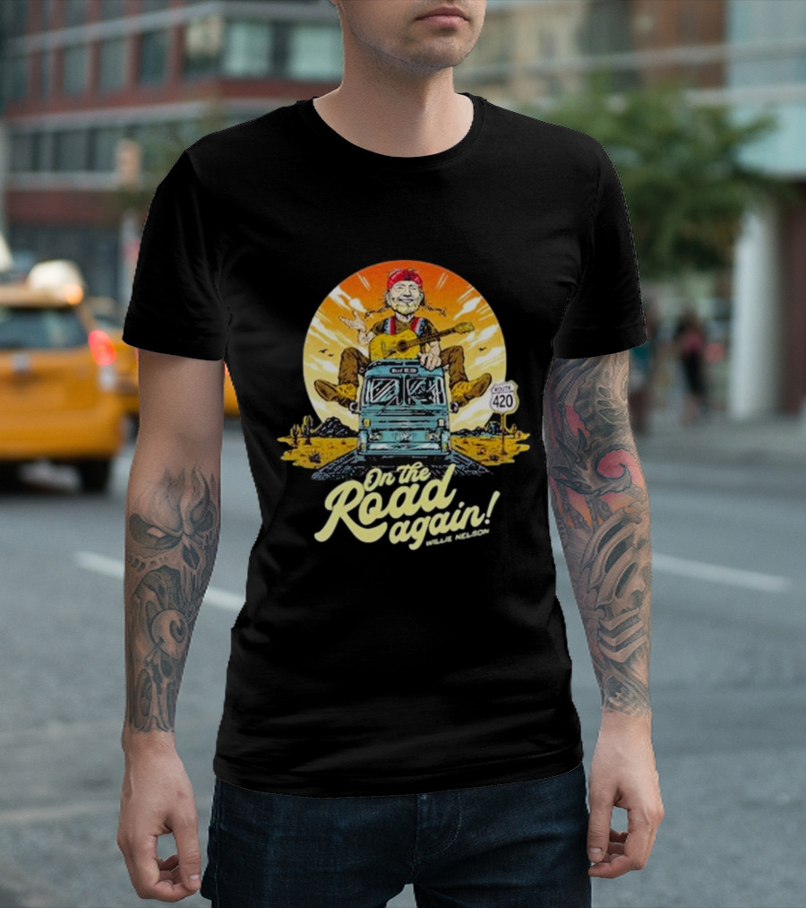 Willie Nelson On The Road Again 2024 Route 420 Desert Adventure T-Shirt