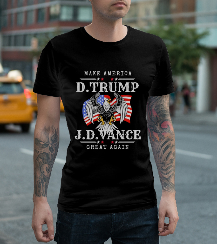 Make America D. Trump J.D. Vance Great Again Eagle and Flag T-Shirt