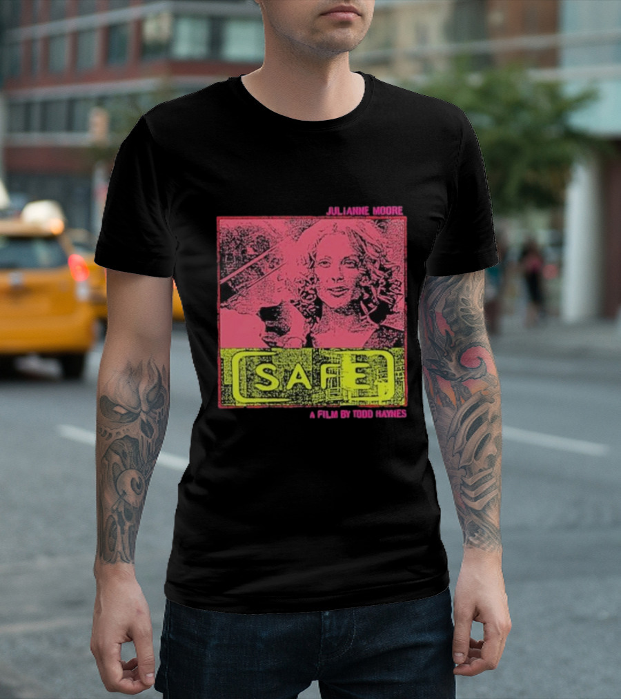 Julianne Moore Safe A Film By Todd Haynes Vintage Pink And Yellow Movie T-Shirt