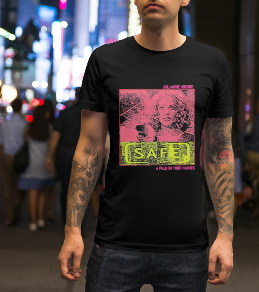 Julianne Moore Safe A Film By Todd Haynes Vintage Pink And Yellow Movie T-Shirt