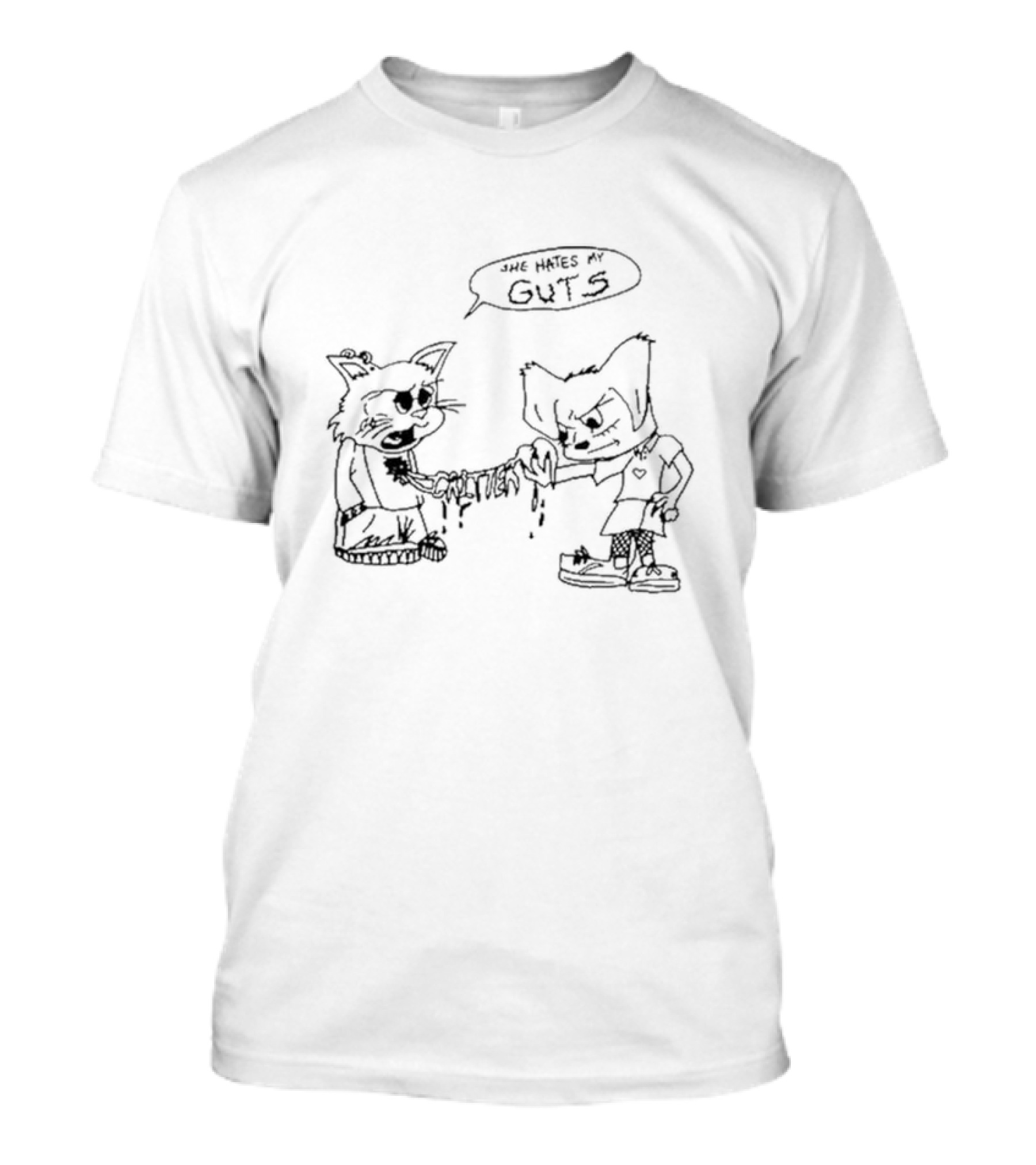 She Hates My Guts Cr1tter Cartoon Characters With Heart And Chain T-Shirt