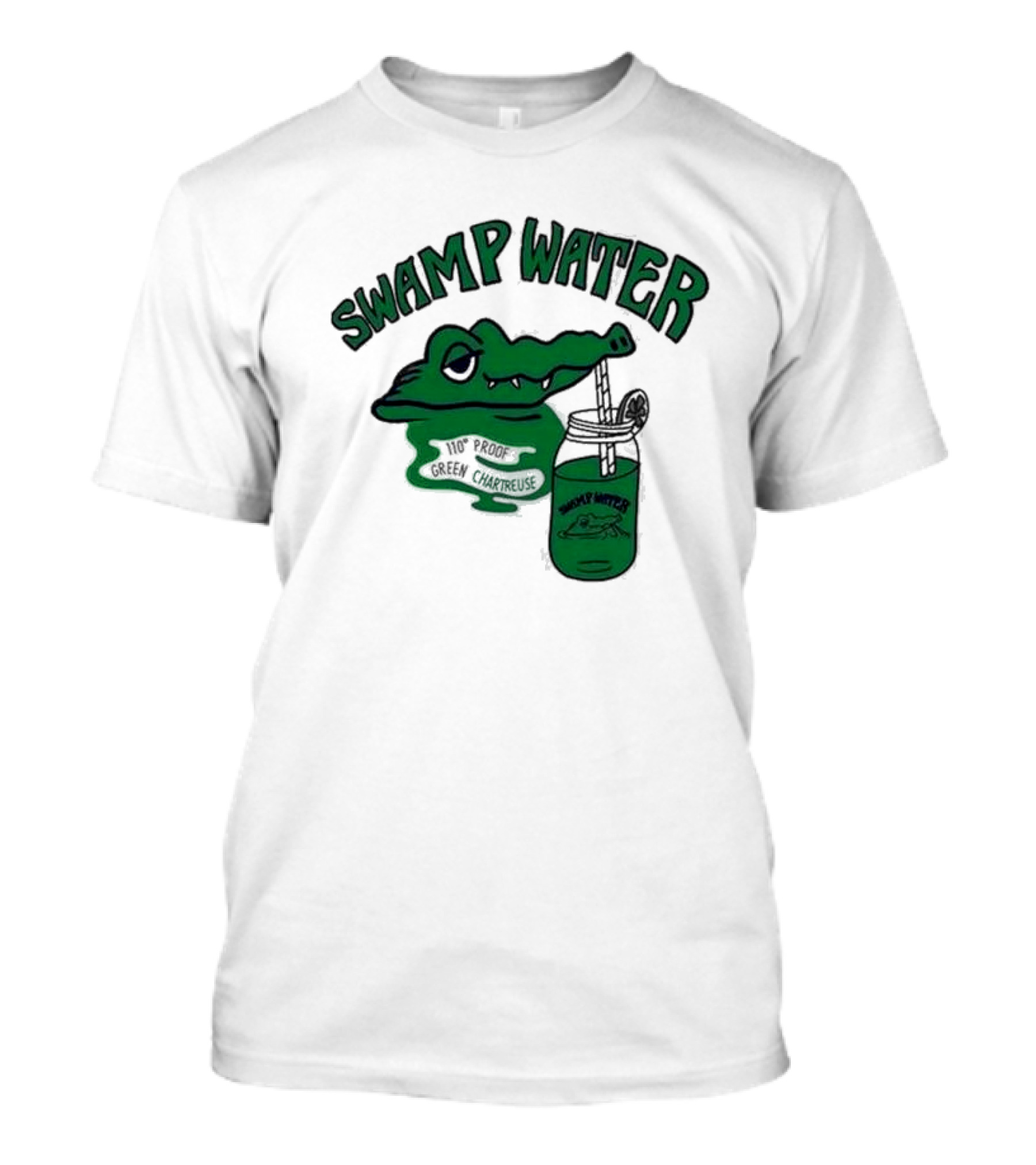Swamp Water Alligator Green Chartreuse Jar Cartoon T-Shirt