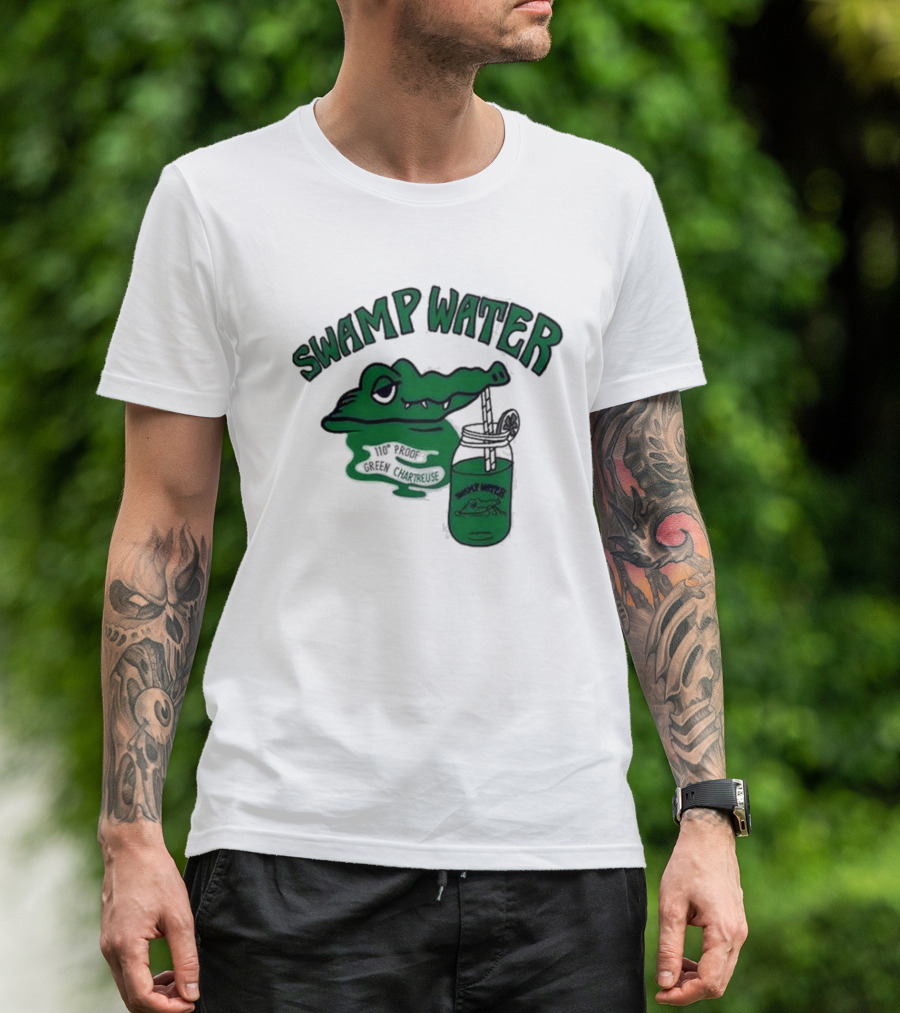 Swamp Water Alligator Green Chartreuse Jar Cartoon T-Shirt