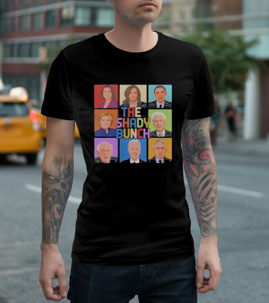 Untamedusa Store The Shady Bunch Political Portraits Face Grid T-Shirt