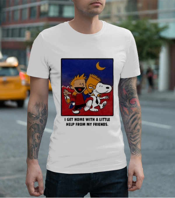 Criminal Simpsons Snoopy And Friends Get Home With A Little Help Under Moon T-Shirt