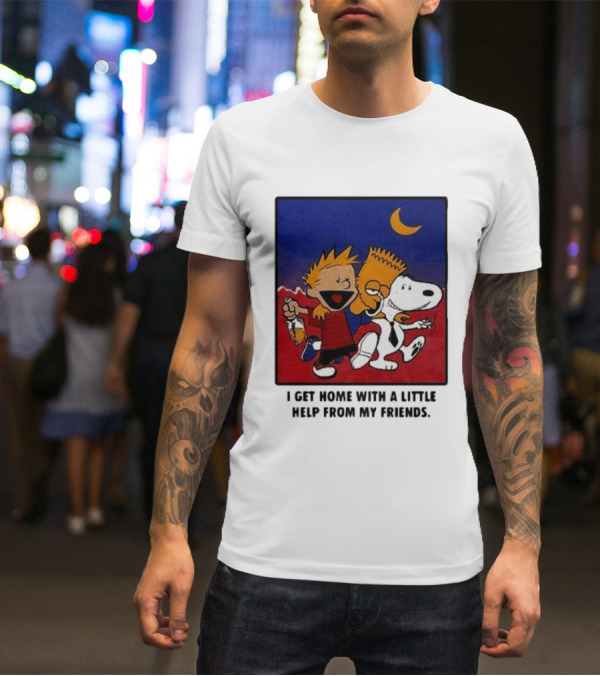 Criminal Simpsons Snoopy And Friends Get Home With A Little Help Under Moon T-Shirt