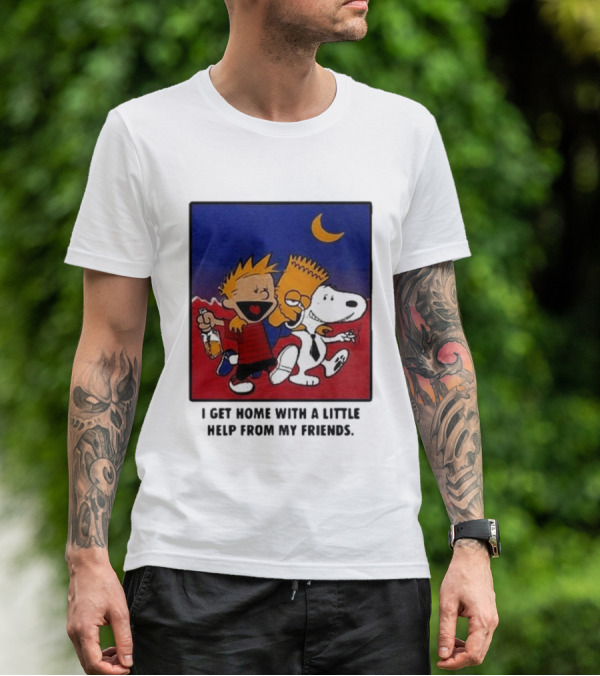 Criminal Simpsons Snoopy And Friends Get Home With A Little Help Under Moon T-Shirt