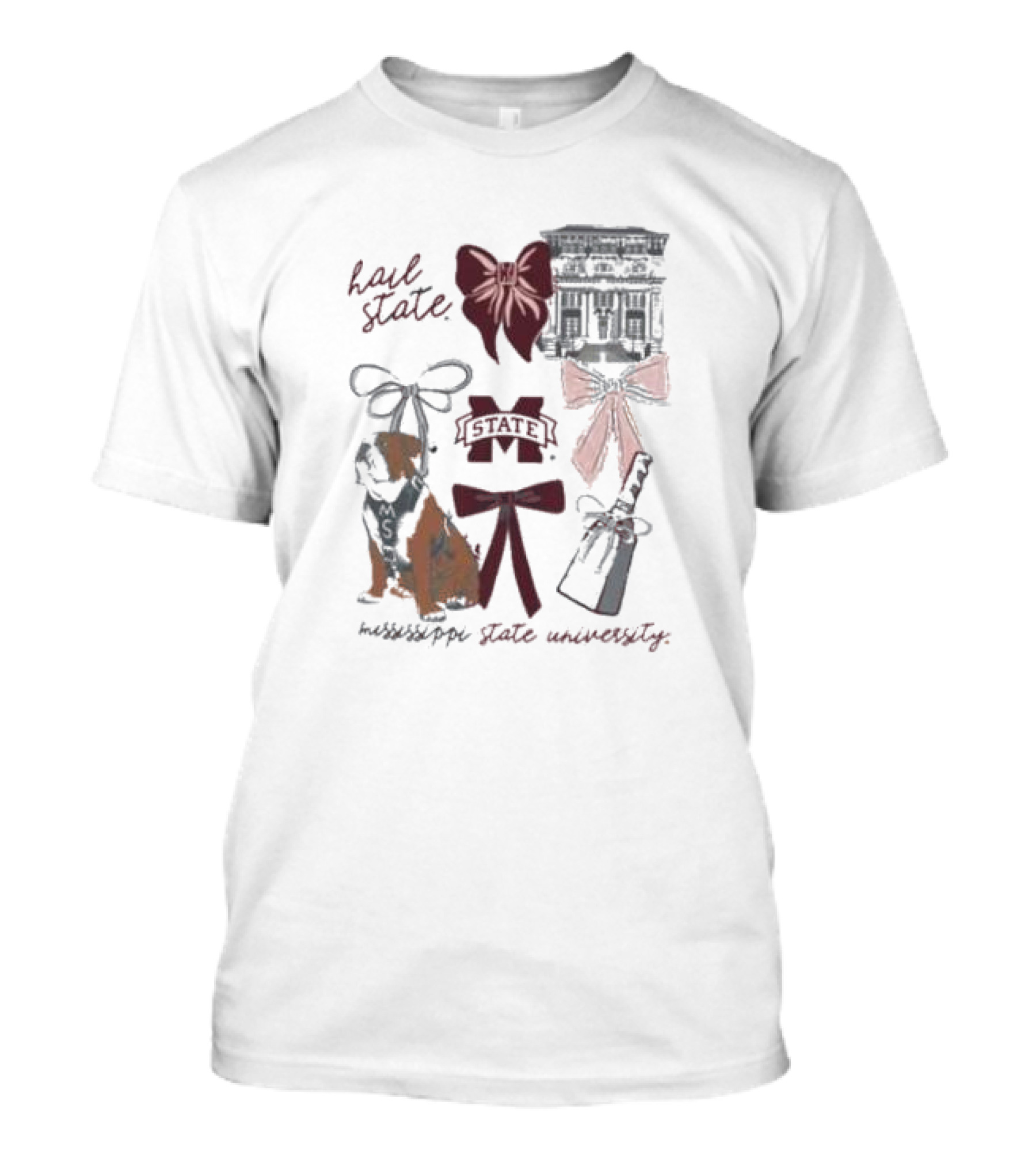 Mississippi State University Hail State Bulldogs Bow Tie Campus Spirit T-Shirt