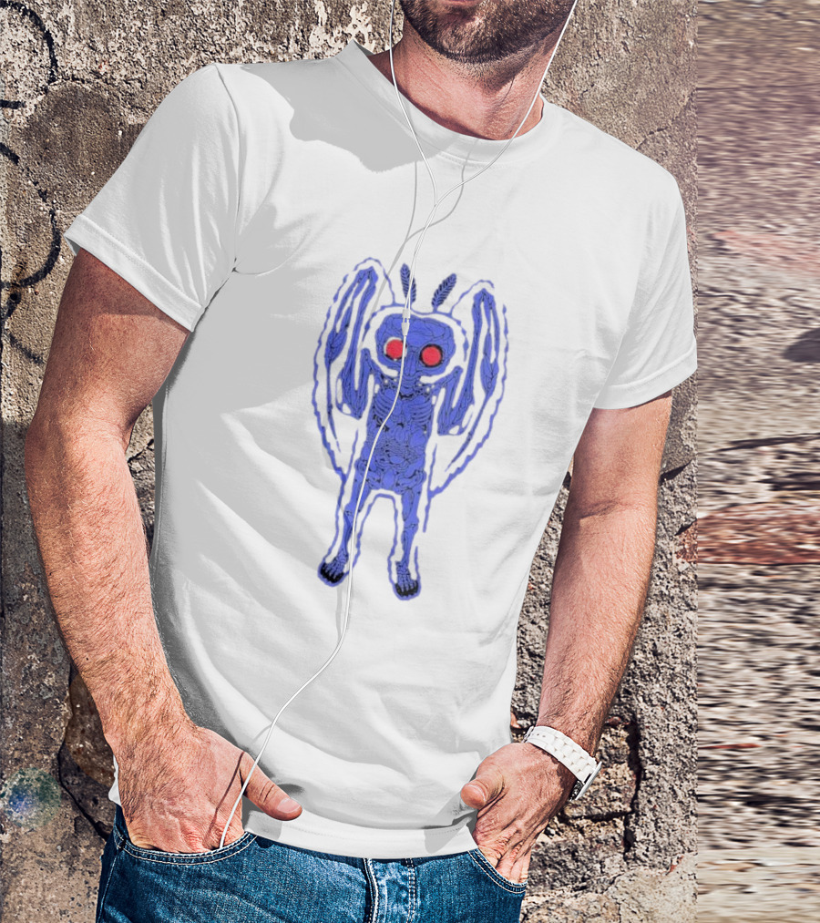 Mothman Anatomy Red-Eyed Skeletal Illustration Drew Wise T-Shirt