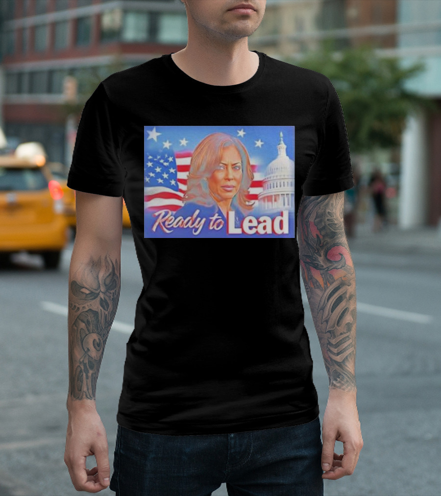 Ready To Lead Kamala Harris American Flag Capitol Building T-Shirt